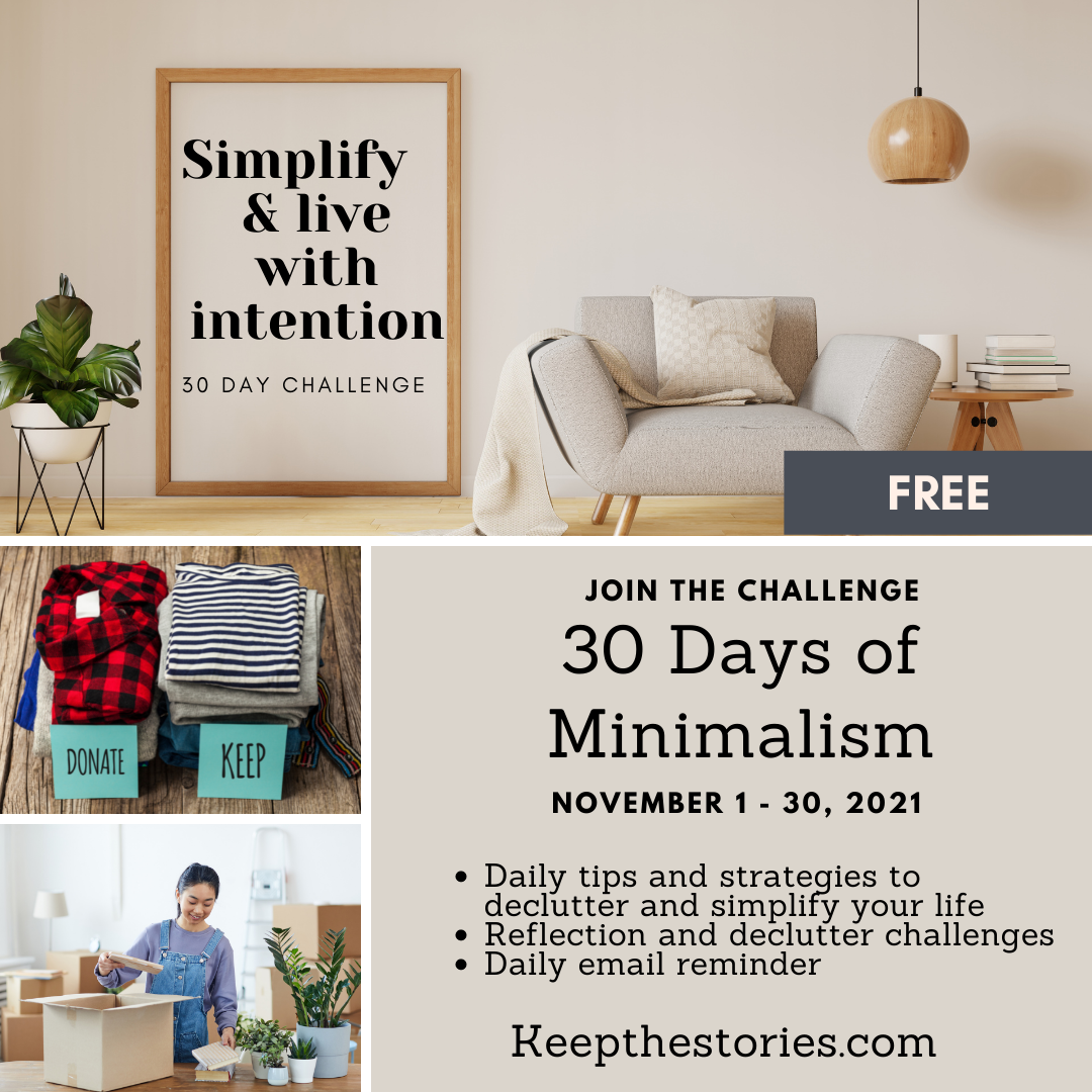 Caption: join the 30 Days of Minimalism Challenge